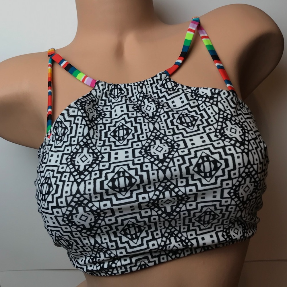 Xhilaration Aztec High Neck Strappy Bikini Top